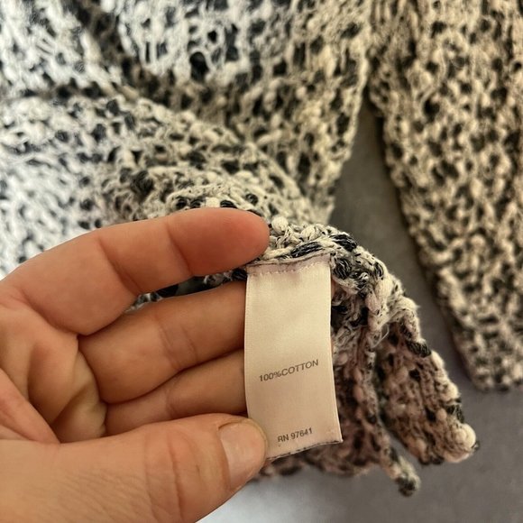 J Jill Sweater Womens Medium Black White Open Knit Popover Pullover Chunky - Picture 6 of 11